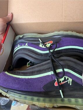 Nike Kids Purple and Black Sneakers with Mint and Orange Accents